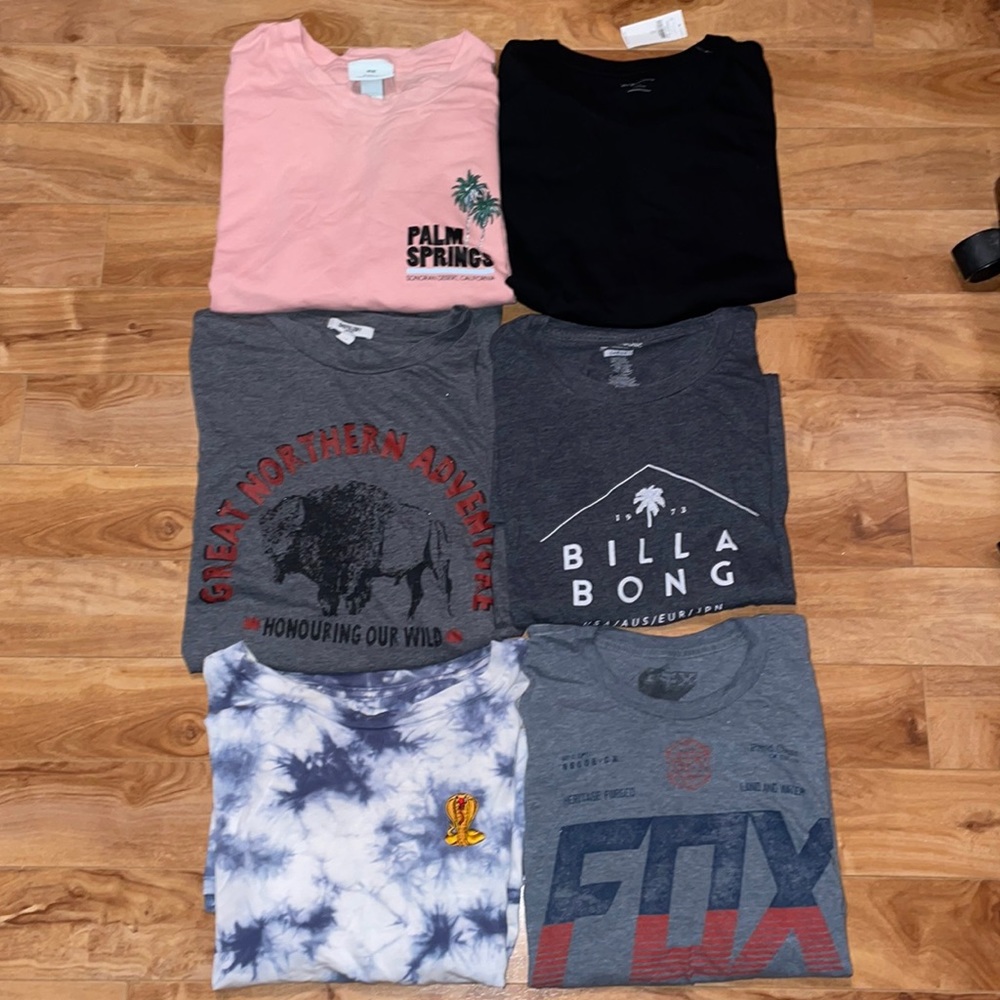 6 Mens tee shirts varying brands size L